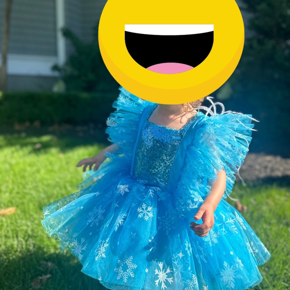 24 months Toddler Girl Sparkling Blue Snowflake Dress